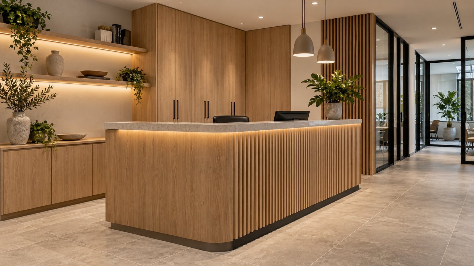 Custom reception counter and office storage