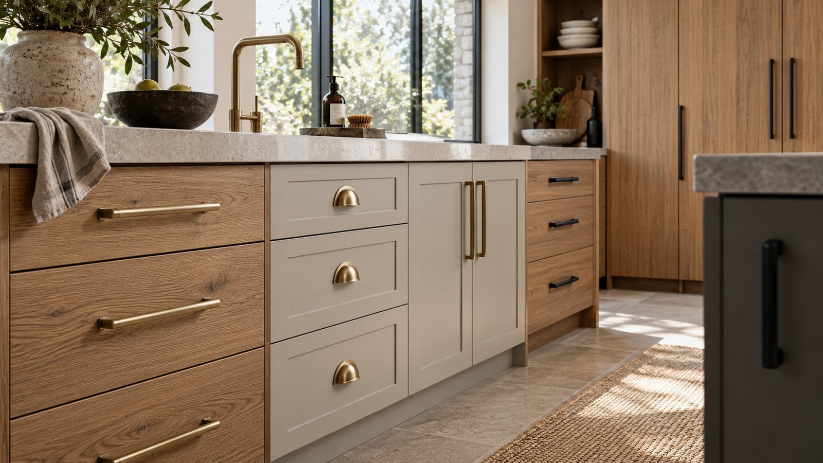 Cupboard handles and cabinet finishes