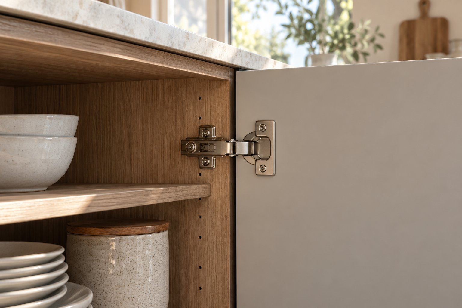 Illustration of a concealed cupboard hinge